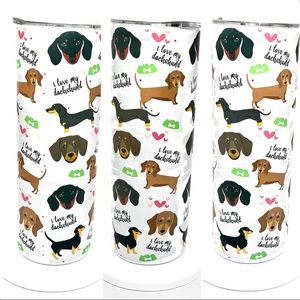 Tumbler, 20 oz stainless steel, matte finish, dachshund themed!